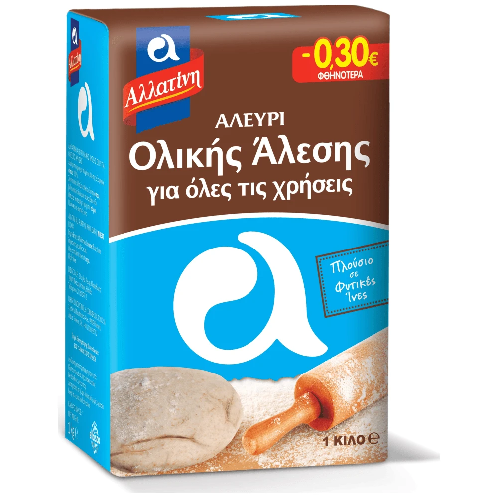 ΑΛΛΑΤΙΝΗ ΑΛΕΥΡΙ ΟΛΙΚ. ΑΛΕΣΗΣ 10/1KG(-0. 30