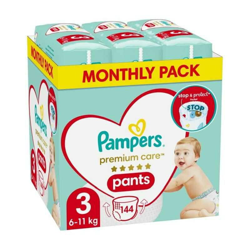 PAMPERS PREM CAR PANTS N3 6-11KG 1/144Τ.
