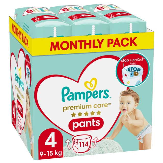 PAMPERS PREM CARE PANTS N. 4 9-15KG 114Τ.